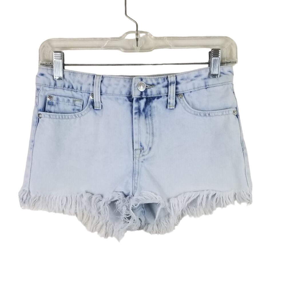 7FAMK GIRLS Lightwash Fringe Hem Denim Summer Shorts 14